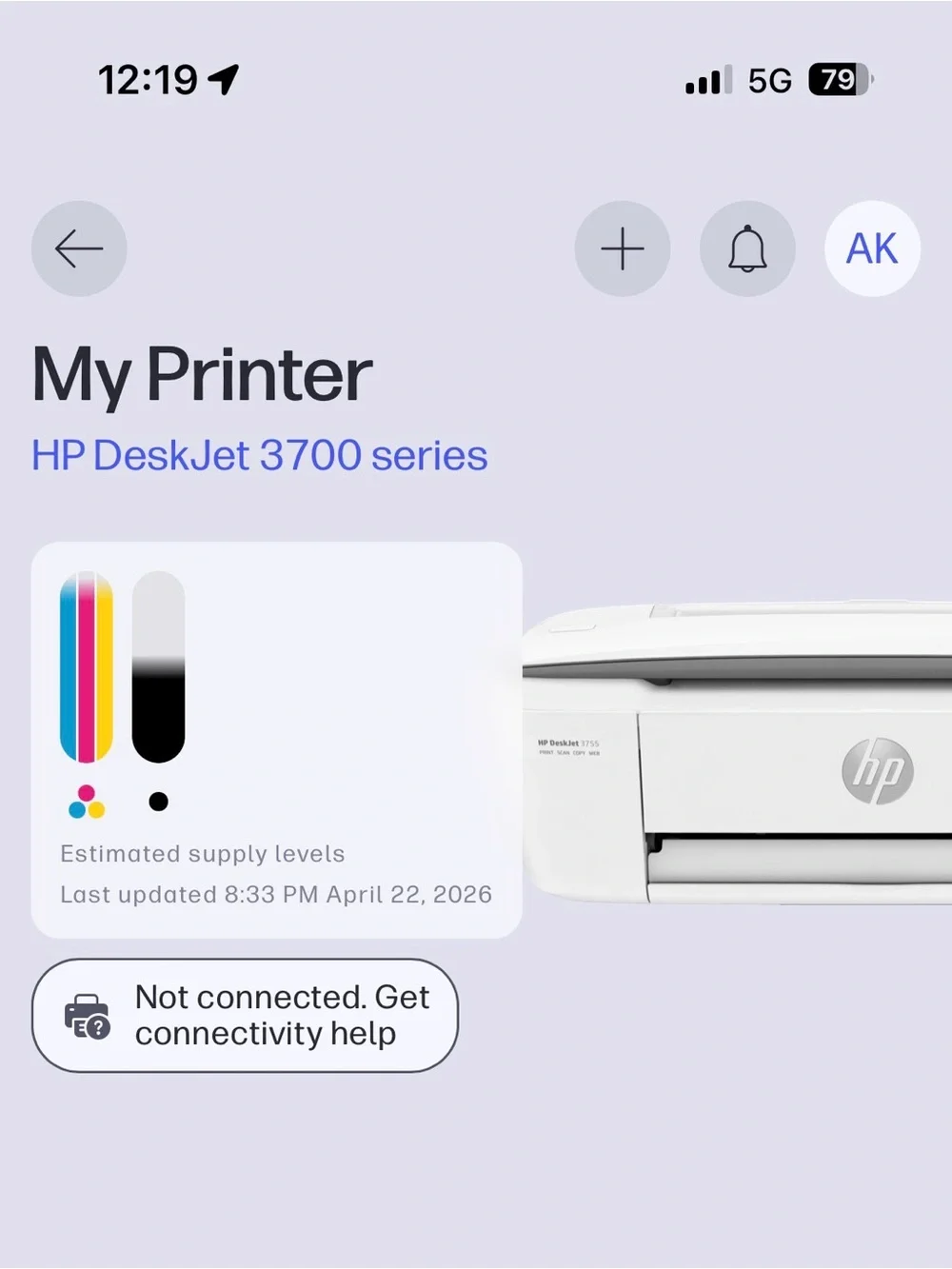 HP deskjet 3755 White All-in-One Print - Compact Wireless Office Printer